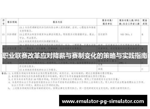 职业联赛改革应对降薪与赛制变化的策略与实践指南